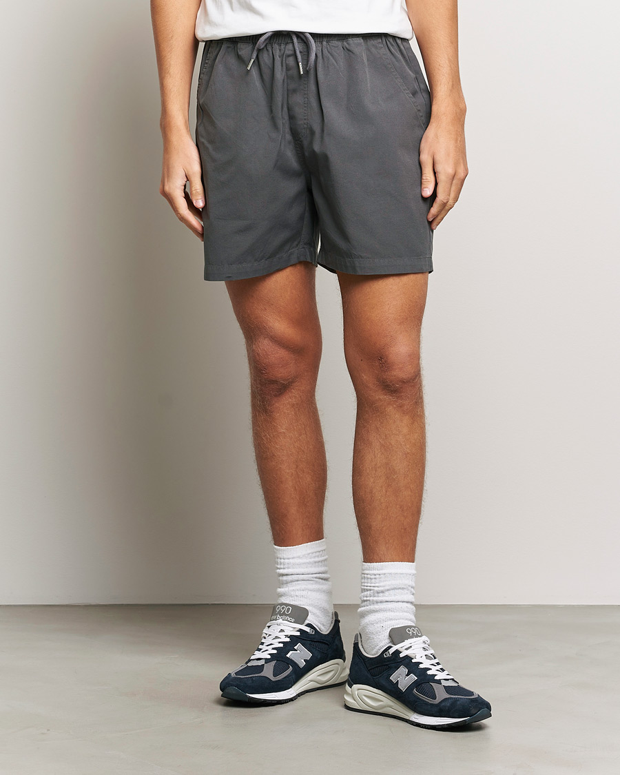 Mies | Kurenauha-shortsit | Colorful Standard | Classic Organic Twill Drawstring Shorts Lava Grey