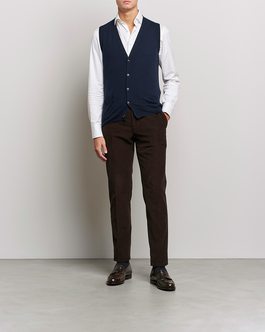Mies | Puserot | Piacenza Cashmere | Cashmere Sleeveless Cardigan Navy