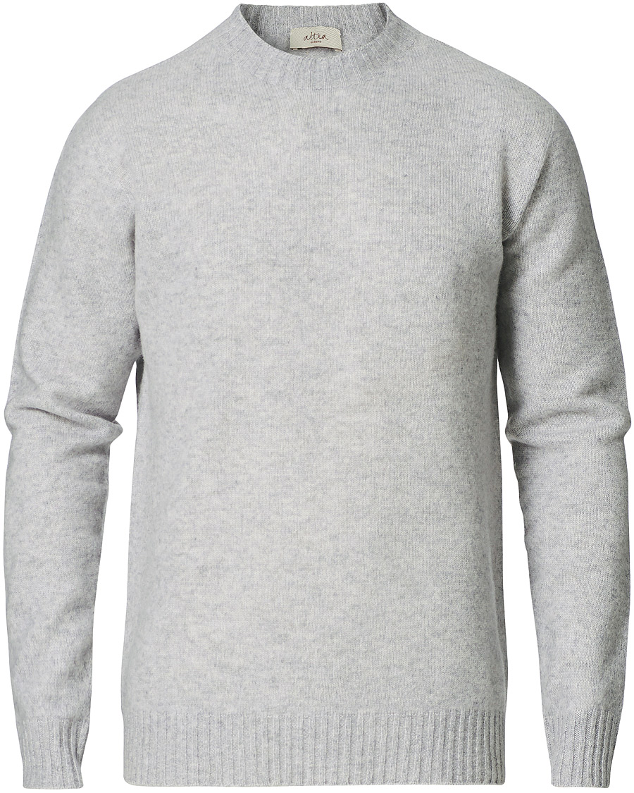Mies | Puserot | Altea | Wool/Cashmere Crew Neck Sweater Light Grey