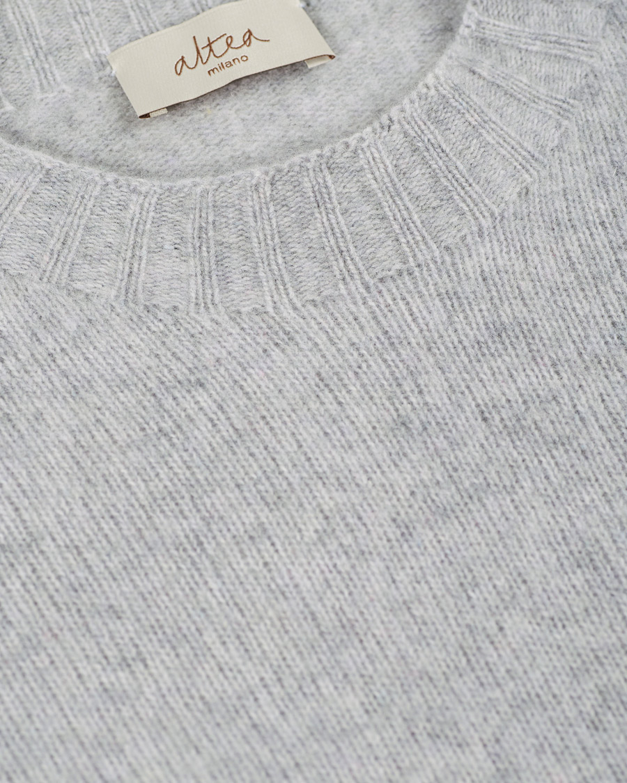 Mies | Puserot | Altea | Wool/Cashmere Crew Neck Sweater Light Grey