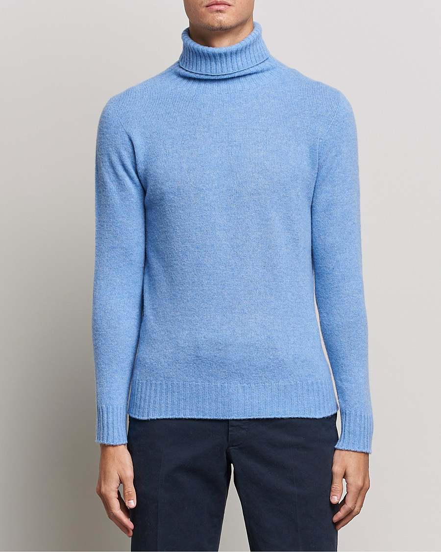 Mies | Puserot | Altea | Wool/Cashmere Turtleneck Sweater Light Blue