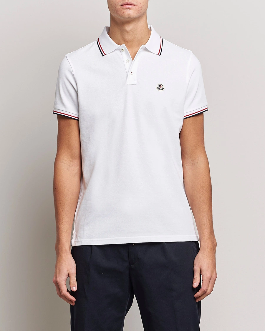 Mies | Luxury Brands | Moncler | Contrast Rib Polo White