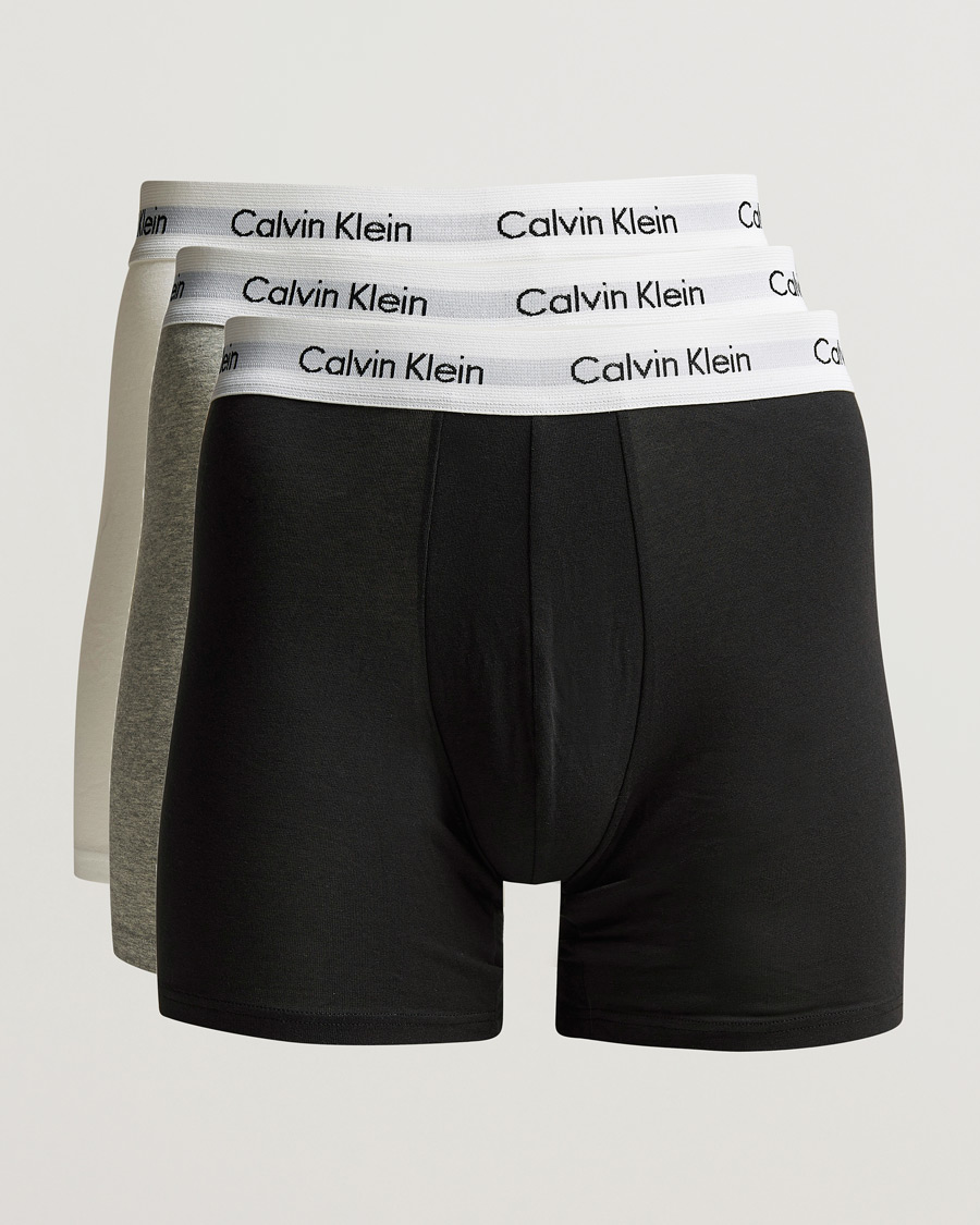 Mies | Alusvaatteet | Calvin Klein | Cotton Stretch 3-Pack Boxer Breif Black/Grey/White