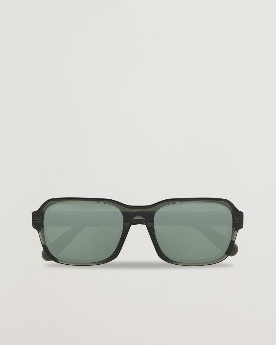 Mies | Moncler Lunettes Icebridge Sunglasses Shiny Dark Green/Green Mirror | Moncler Lunettes | Icebridge Sunglasses Shiny Dark Green/Green Mirror
