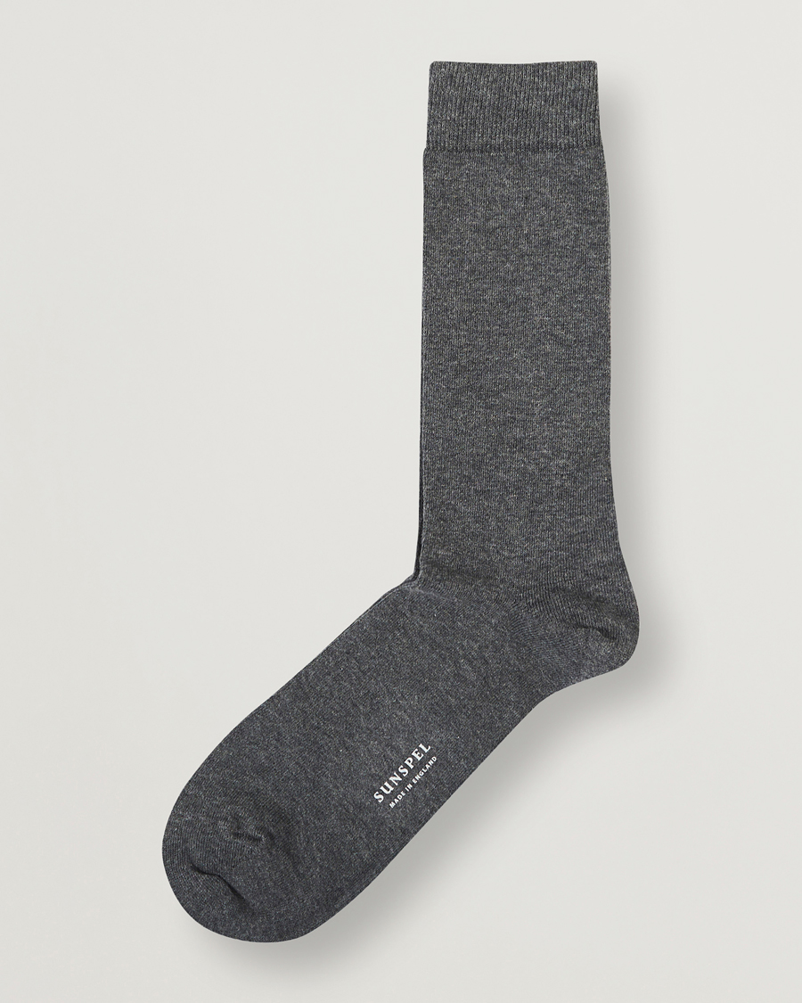 Mies |  | Sunspel | Cotton Blend Socks Grey Melange
