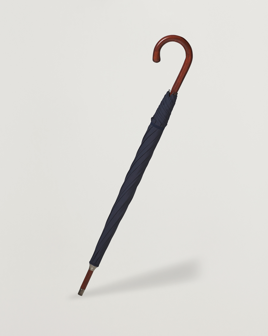 Mies | Sateenvarjot | Fox Umbrellas | Polished Cherrywood Solid Umbrella Navy