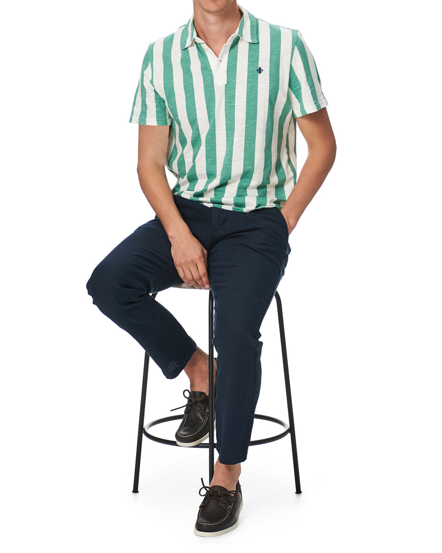 Mies | Pikeet | Morris | Keeton Stripe Piqué Shirt Green/White