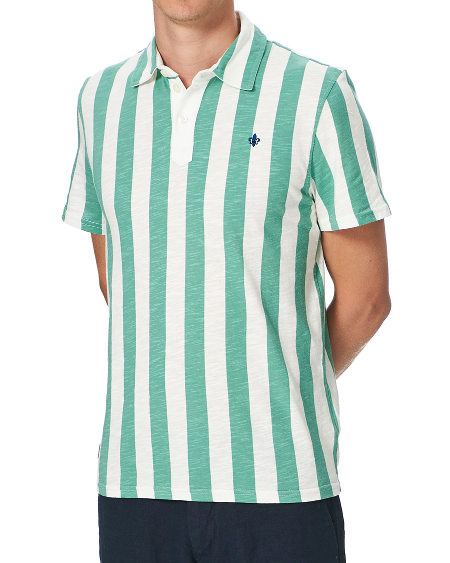 Mies | Pikeet | Morris | Keeton Stripe Piqué Shirt Green/White