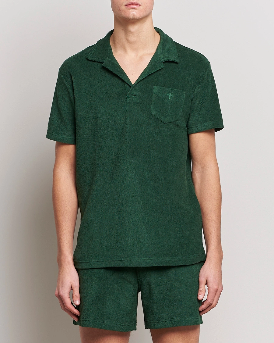 Mies |  | OAS | Short Sleeve Terry Polo Dark Green