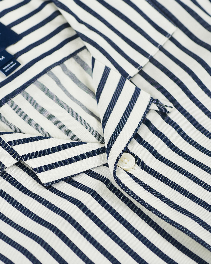 Mies | Kauluspaidat | Gant | Rel Stripe Camp Collar Short Sleeve Shirt White/Blue