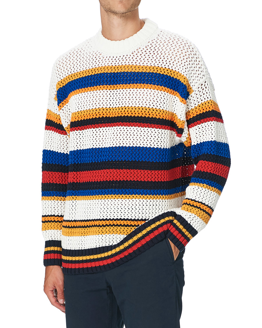 Mies | Puserot | GANT | Open Knit Stripe Crew Neck Multi