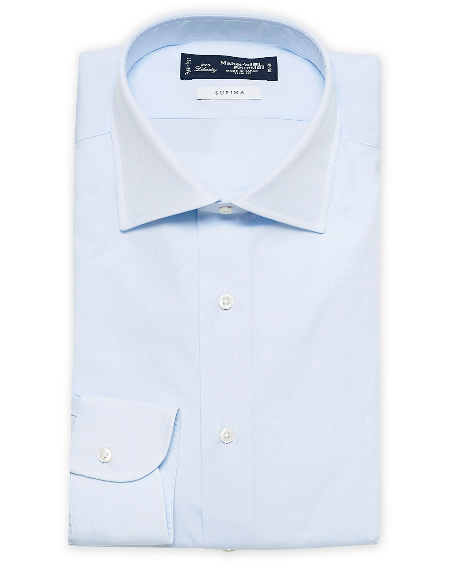 Miehet | Japanese Department | Kamakura Shirts | Slim Fit Broadcloth Cut Away Shirt Light Blue