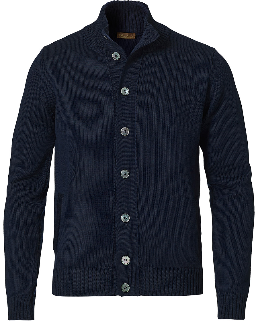 Mies | Puserot | Stenströms | Heavy Merino Wool Cardigan Navy