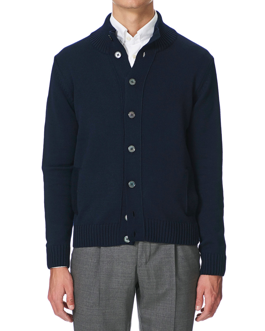 Mies | Puserot | Stenströms | Heavy Merino Wool Cardigan Navy
