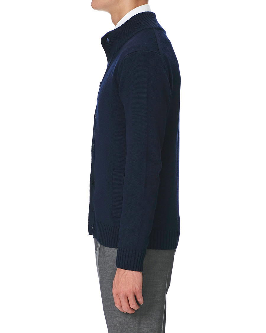 Mies | Puserot | Stenströms | Heavy Merino Wool Cardigan Navy