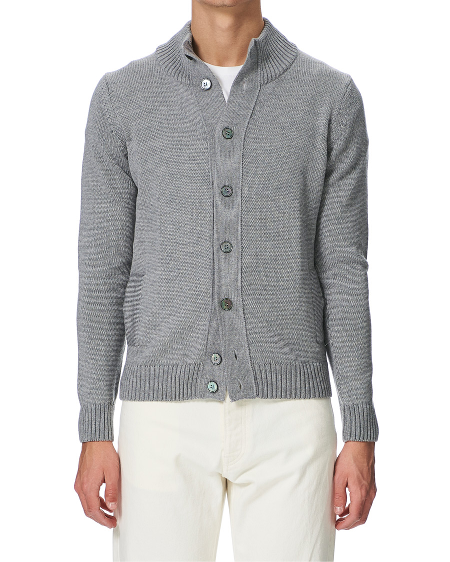 Mies | Puserot | Stenströms | Heavy Merino Wool Cardigan Grey