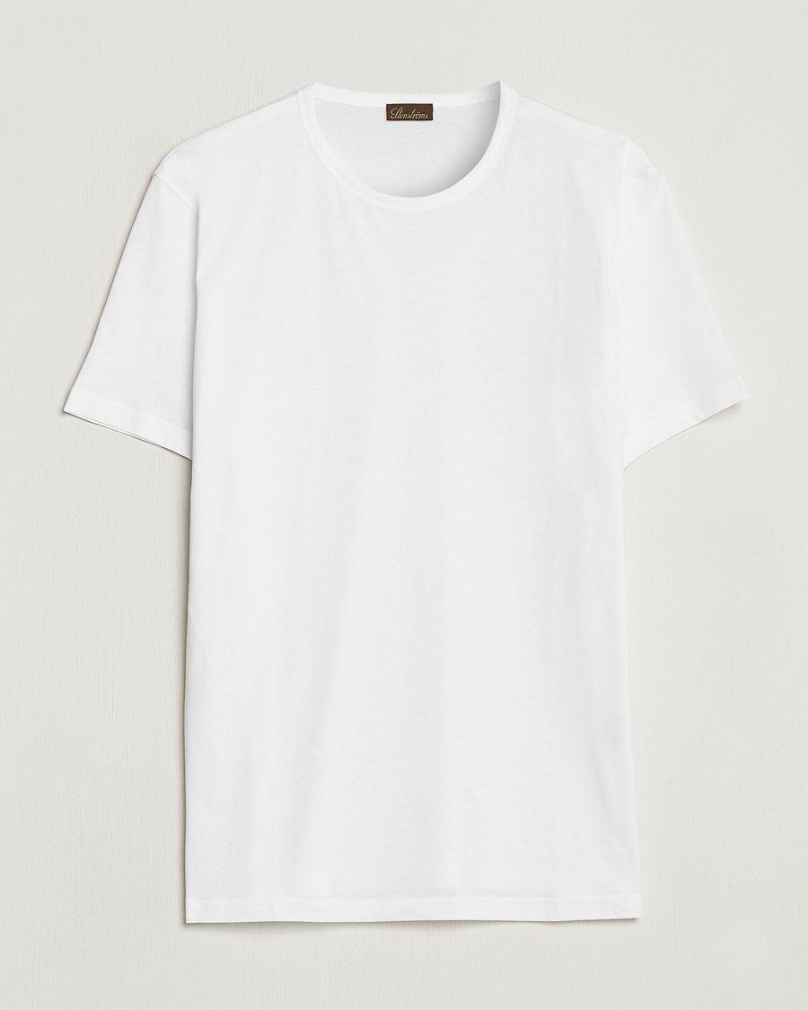Mies | Valkoiset t-paidat | Stenströms | Solid Cotton T-Shirt White