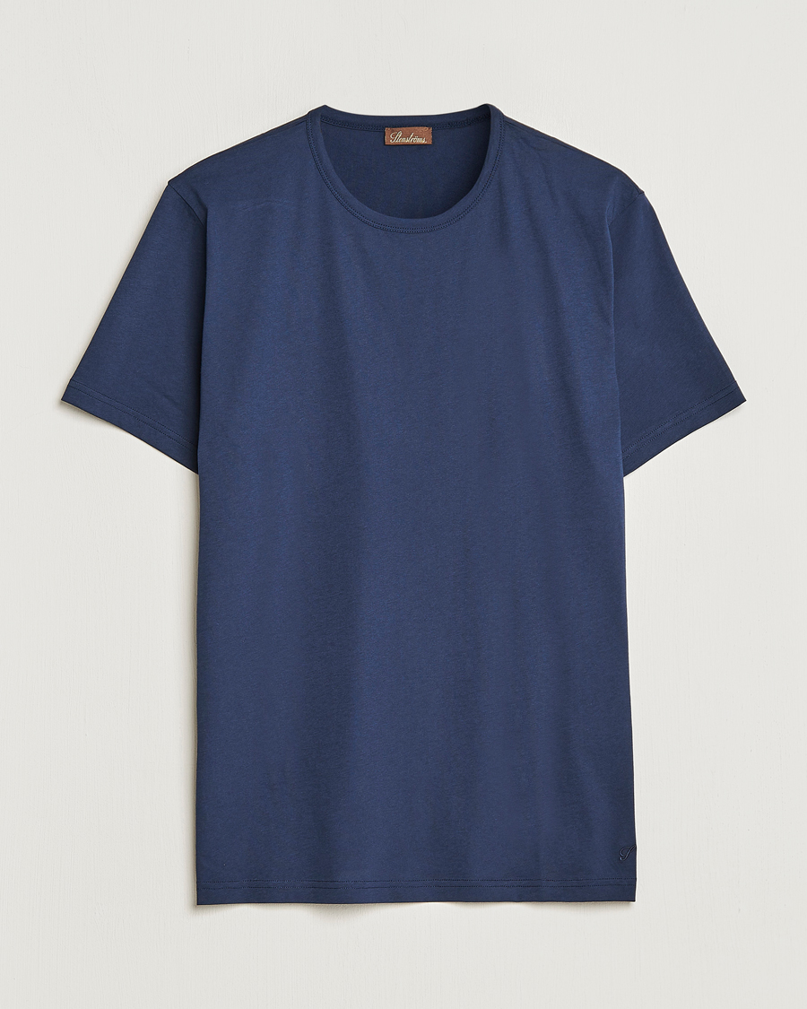 Mies | T-paidat | Stenströms | Solid Cotton T-Shirt Navy