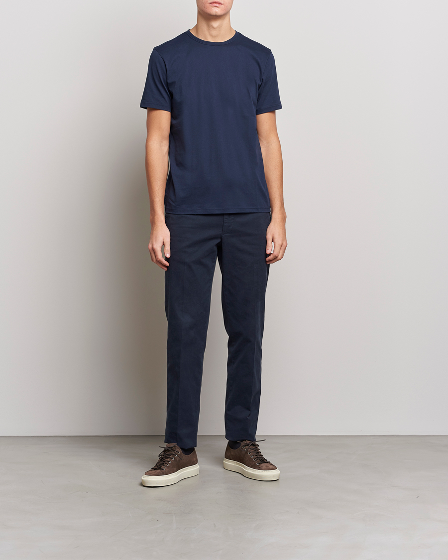 Mies | T-paidat | Stenströms | Solid Cotton T-Shirt Navy