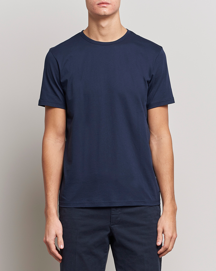 Mies | T-paidat | Stenströms | Solid Cotton T-Shirt Navy