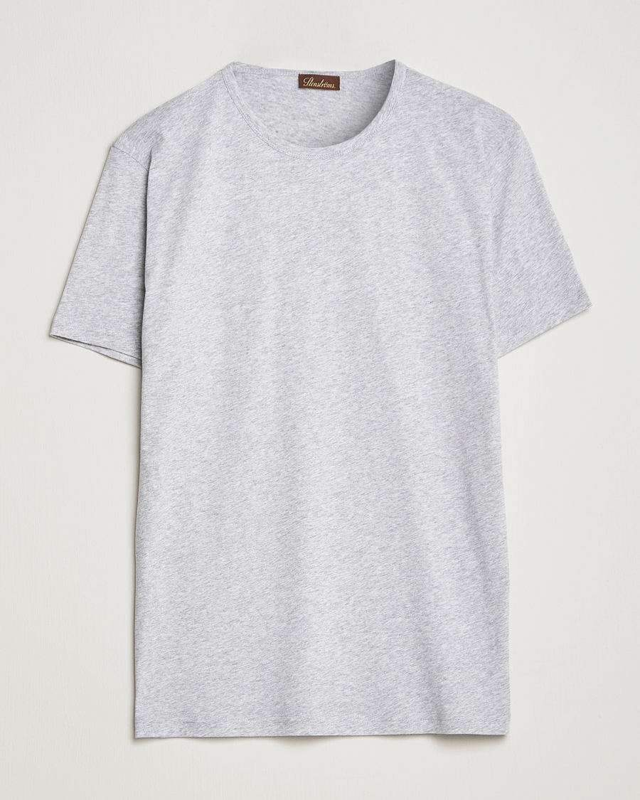 Mies |  | Stenströms | Solid Cotton T-Shirt Grey Melange