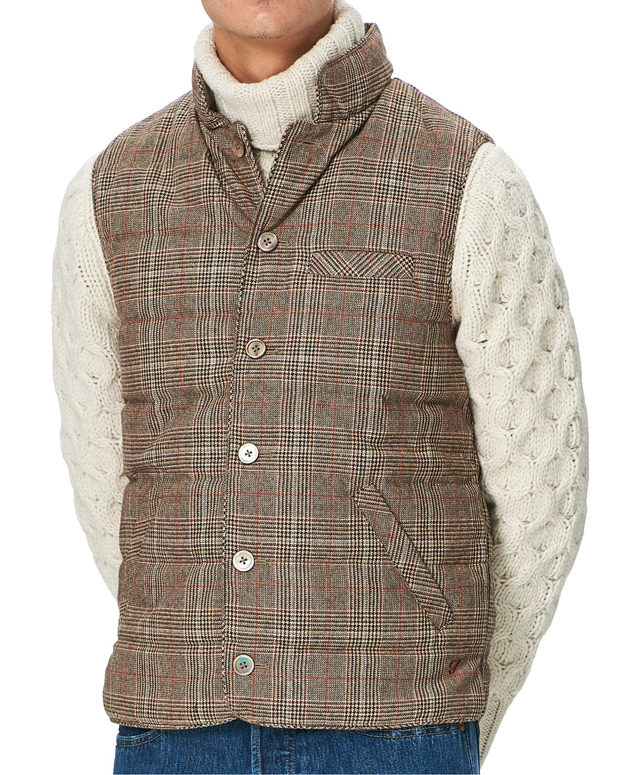Mies | Takit | Stenströms | Quilted Check Wool Vest Brown