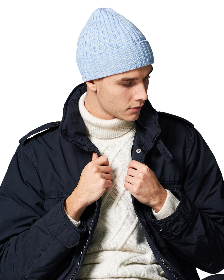 Mies | Pipot | Stenströms | Ribbed Cashmere Hat Light Blue