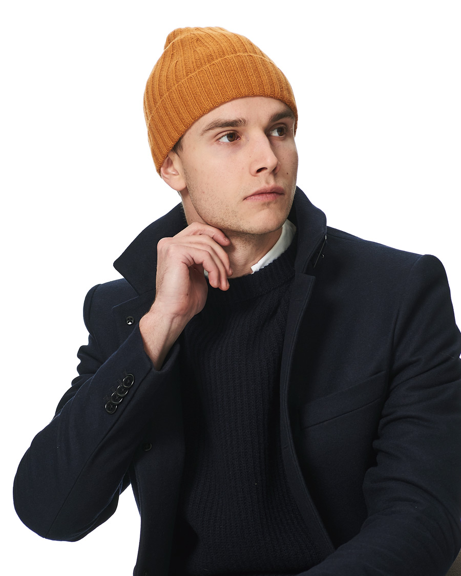 Mies | Stenströms Ribbed Cashmere Hat Mustard | Stenströms | Ribbed Cashmere Hat Mustard
