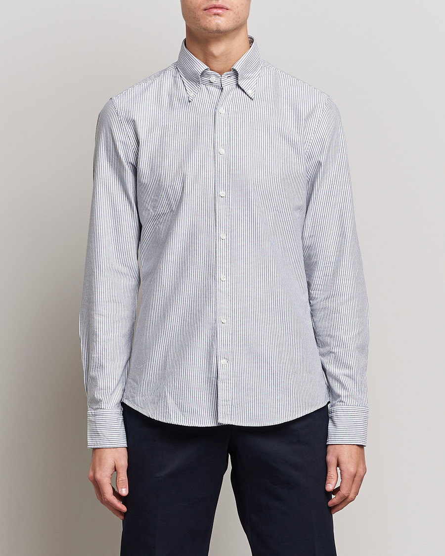 Mies |  | Stenströms | Slimline Washed Striped Oxford Shirt Dark Blue