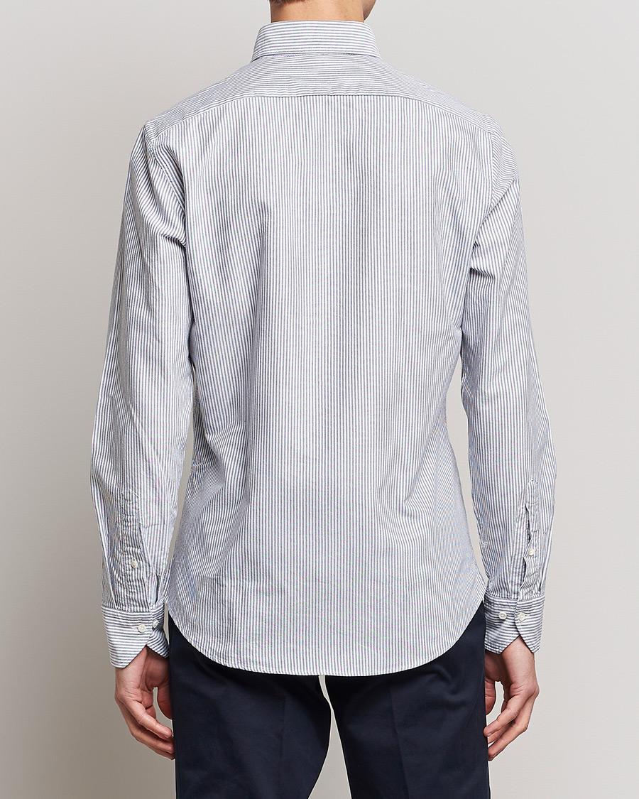 Mies | Kauluspaidat | Stenströms | Slimline Washed Striped Oxford Shirt Dark Blue