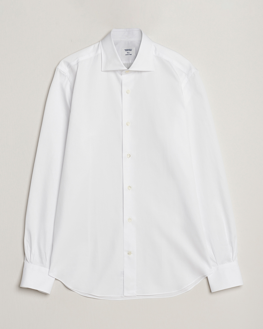 Miehet |  | Mazzarelli | Soft Cotton Cut Away Shirt White