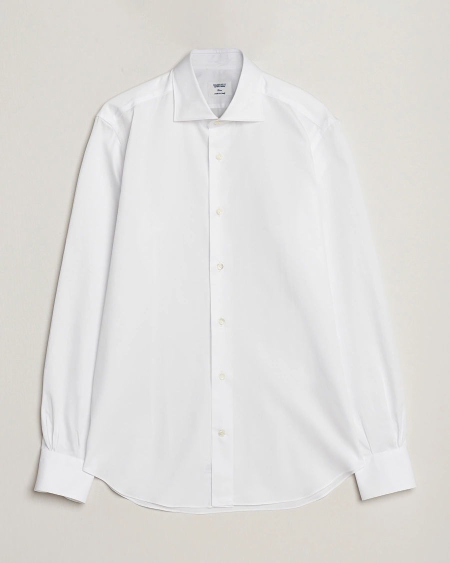 Mies | Kauluspaidat | Mazzarelli | Soft Cotton Cut Away Shirt White