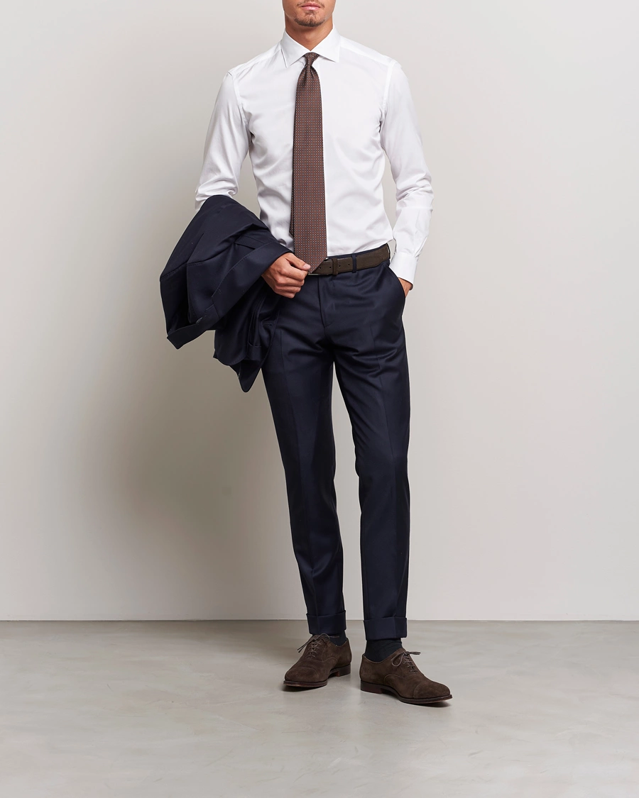 Mies | Kauluspaidat | Mazzarelli | Soft Cotton Cut Away Shirt White