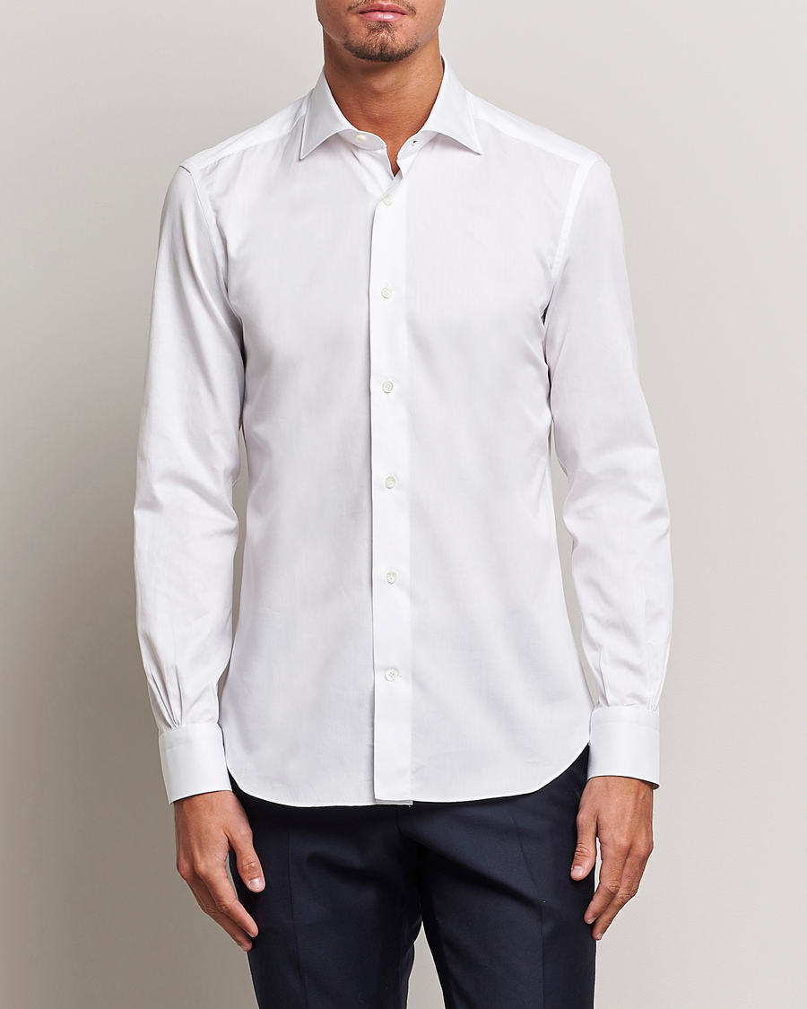 Mies | Rennot paidat | Mazzarelli | Soft Cotton Cut Away Shirt White