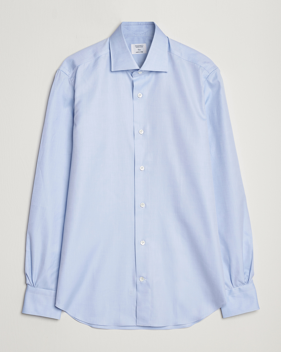 Mies | Kauluspaidat | Mazzarelli | Soft Cotton Cut Away Shirt Light Blue