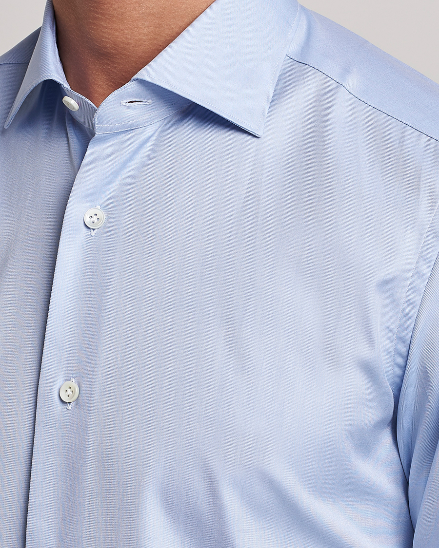 Mies | Kauluspaidat | Mazzarelli | Soft Cotton Cut Away Shirt Light Blue