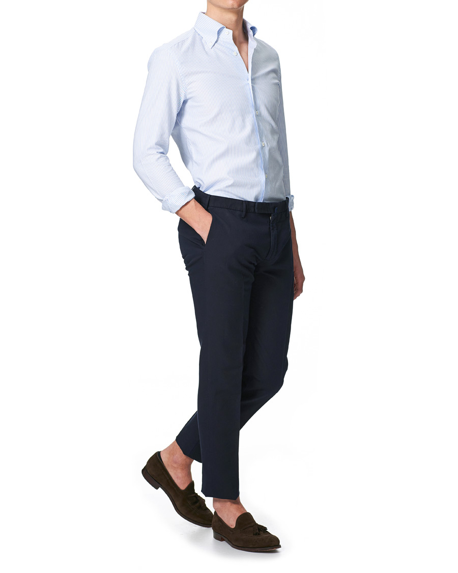Mies | Oxford-paidat | Mazzarelli | Soft Button Down Stripe Oxford Shirt Light Blue