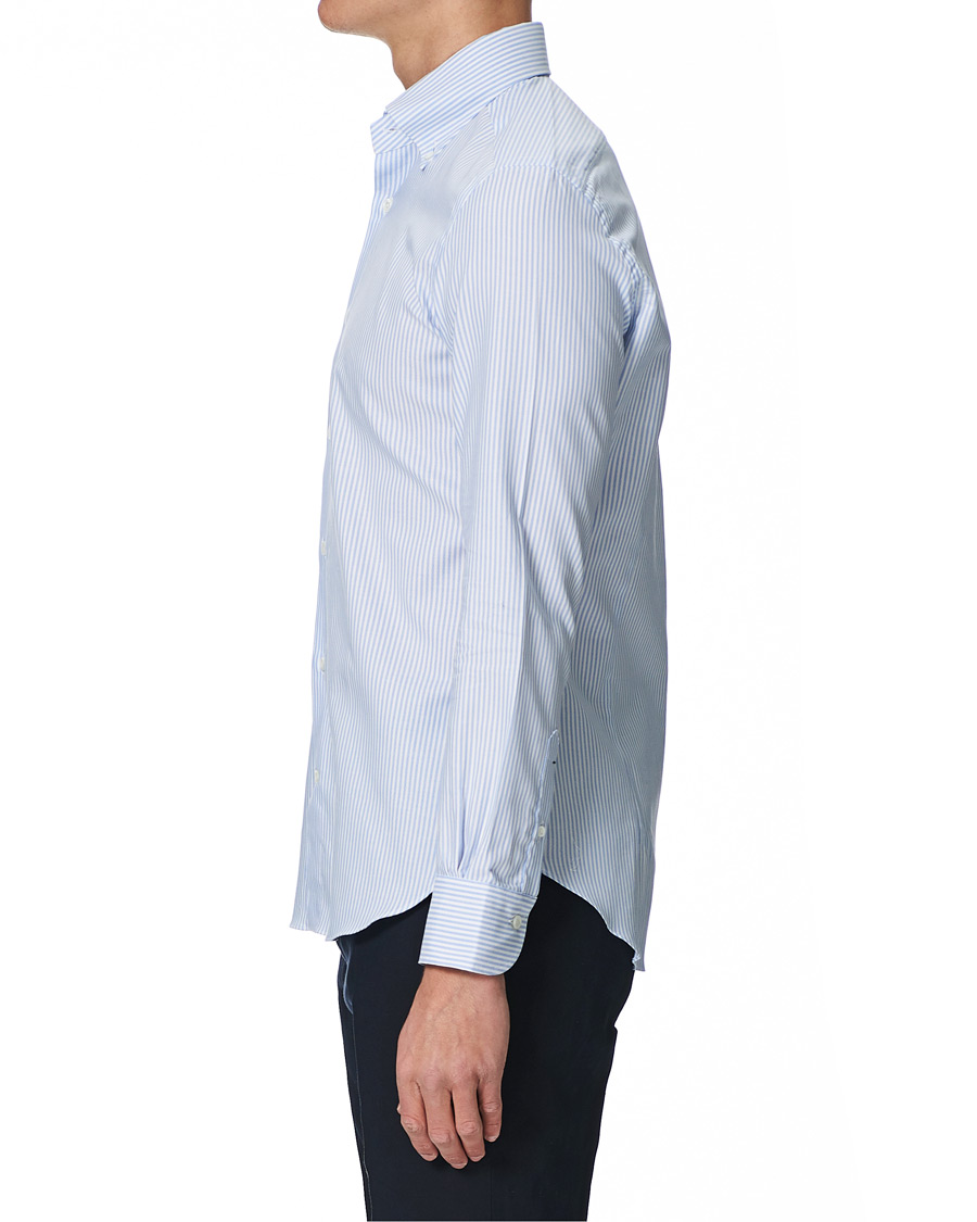 Mies | Kauluspaidat | Mazzarelli | Soft Button Down Stripe Oxford Shirt Light Blue