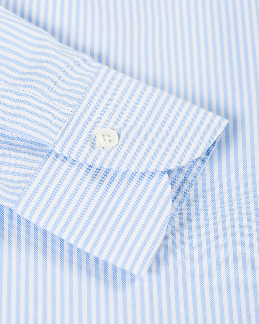 Mies | Kauluspaidat | Mazzarelli | Soft Button Down Stripe Oxford Shirt Light Blue