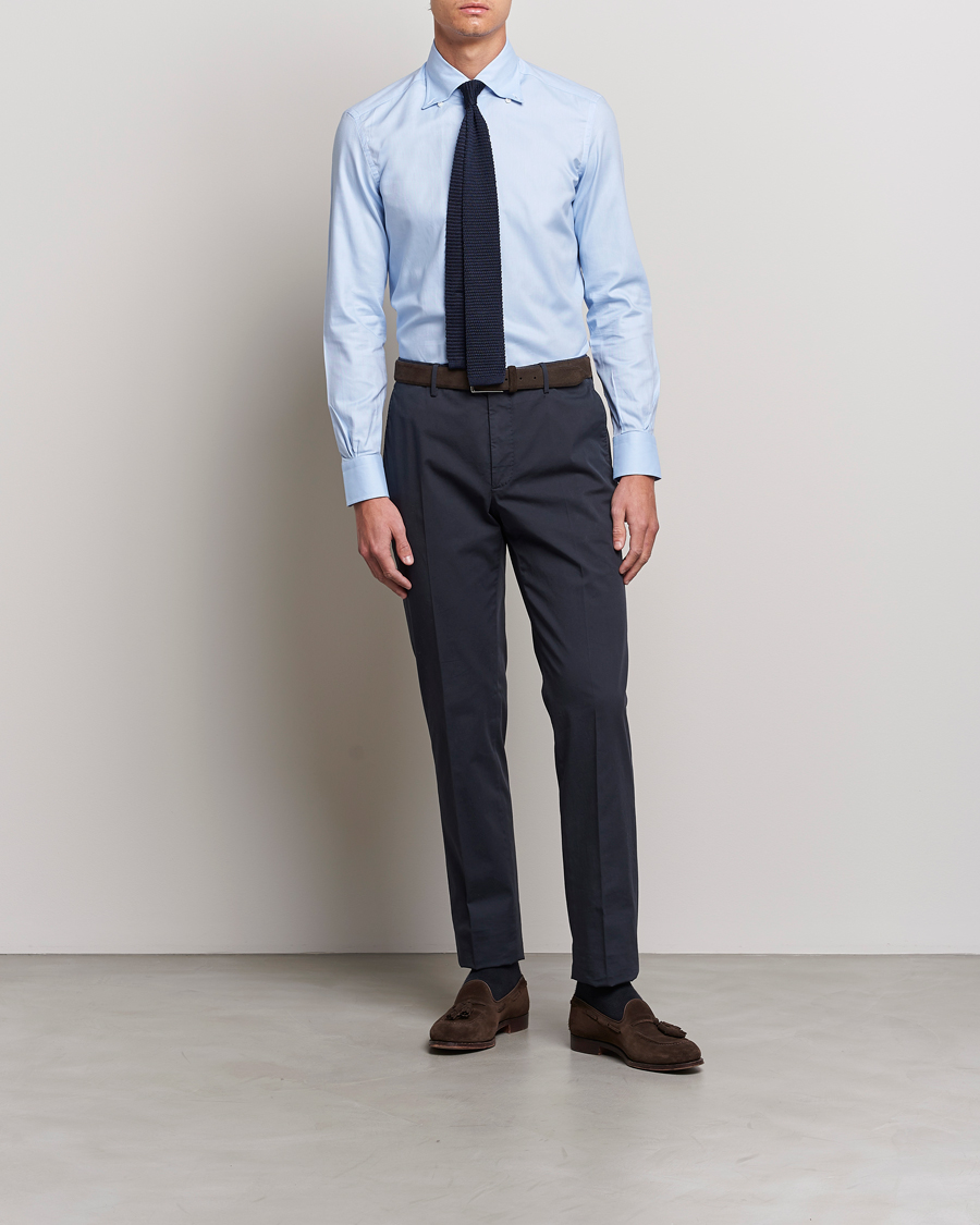 Mies | Kauluspaidat | Mazzarelli | Soft Oxford Button Down Shirt Light Blue