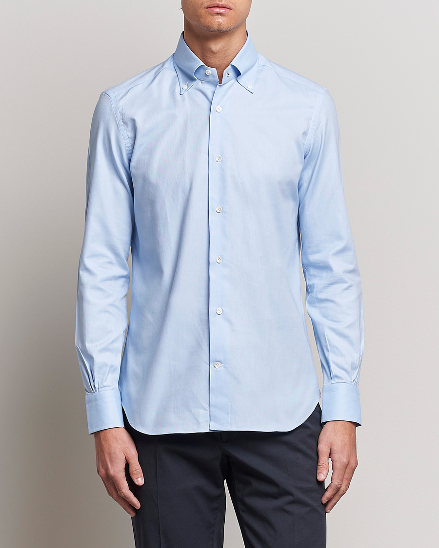 Mies | Kauluspaidat | Mazzarelli | Soft Oxford Button Down Shirt Light Blue