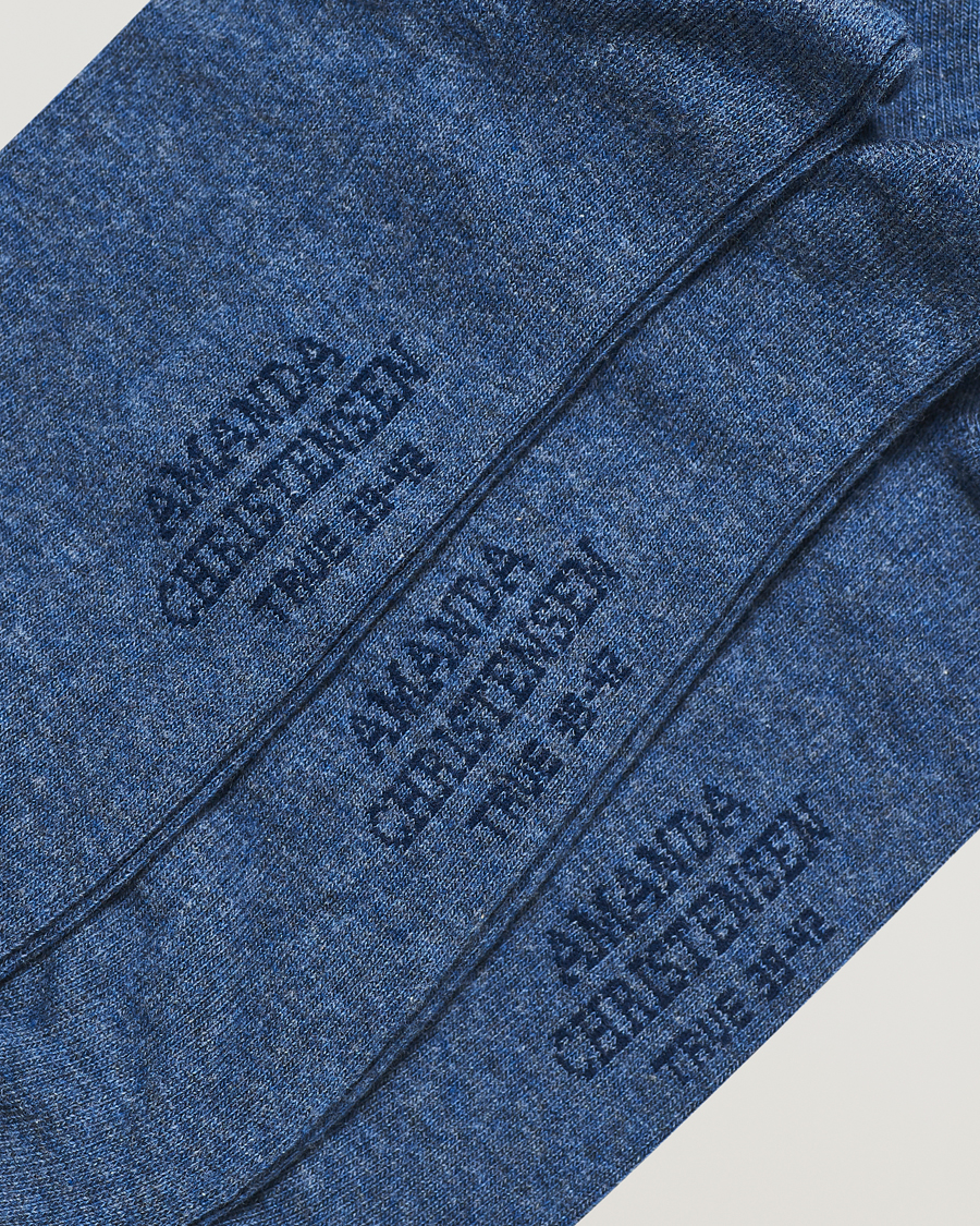 Mies | Varrelliset sukat | Amanda Christensen | 3-Pack True Cotton Socks Denim Blue