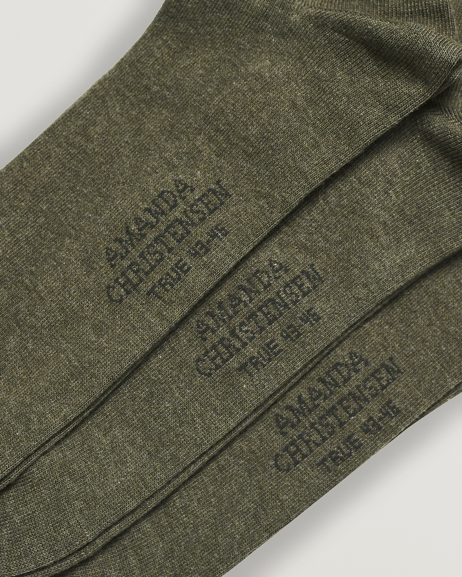 Mies | Alusvaatteet | Amanda Christensen | 3-Pack True Cotton Socks Olive Melange