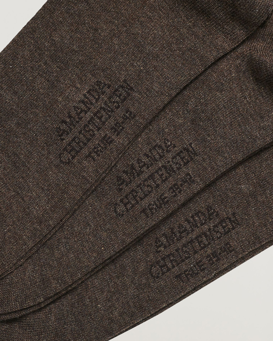 Mies | Amanda Christensen | Amanda Christensen | 3-Pack True Cotton Socks Brown Melange