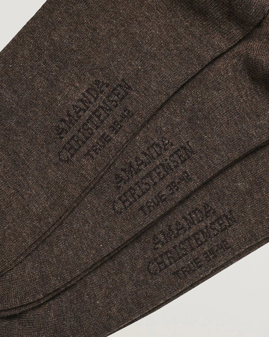 Mies |  | Amanda Christensen | 3-Pack True Cotton Socks Brown Melange