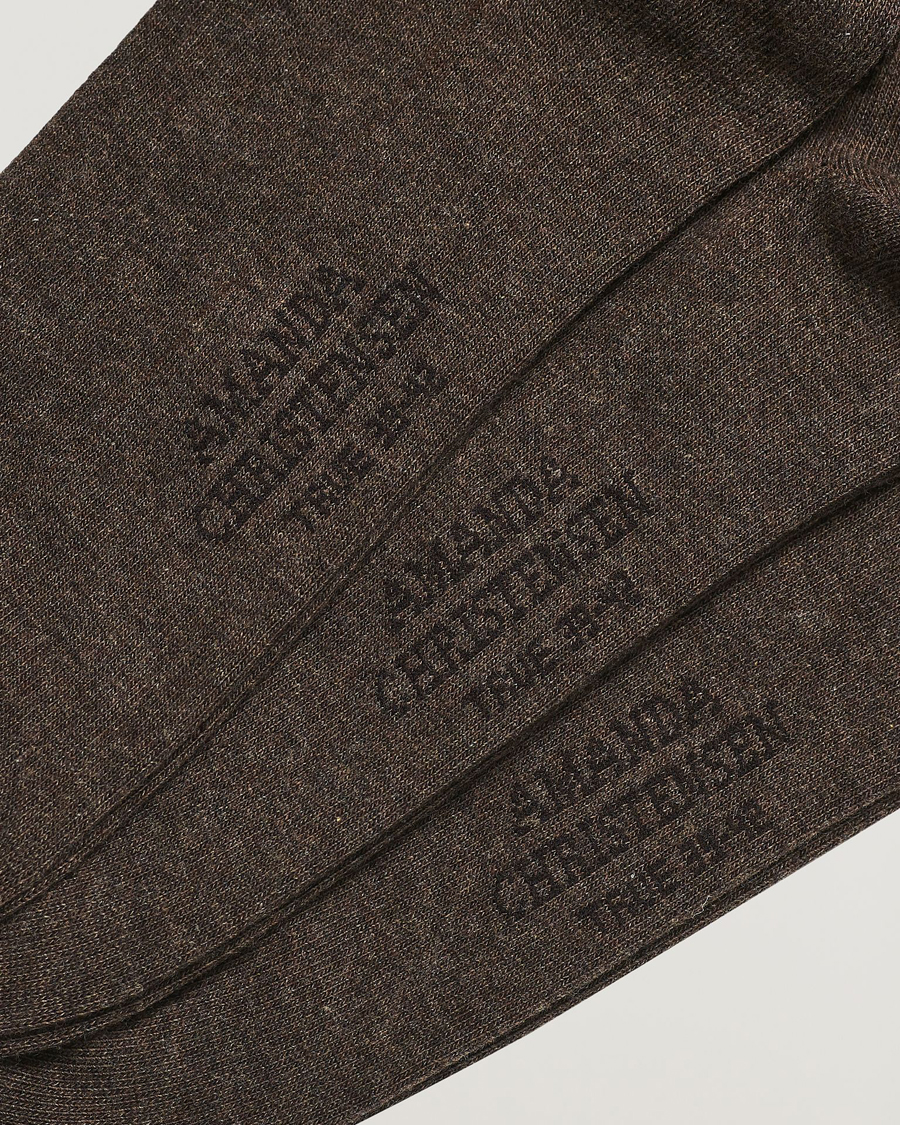 Mies | Alusvaatteet | Amanda Christensen | 3-Pack True Cotton Socks Brown Melange