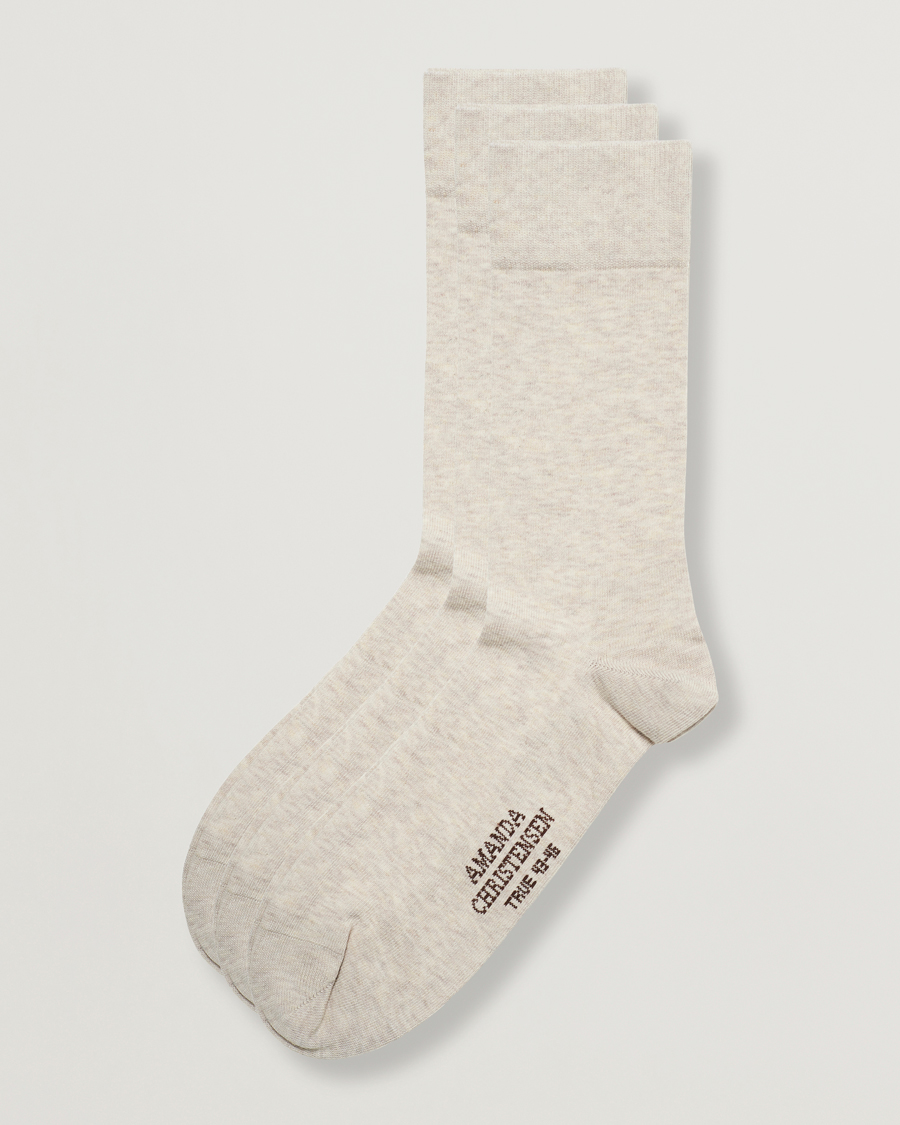 Mies | Alusvaatteet | Amanda Christensen | 3-Pack True Cotton Socks Sand Melange