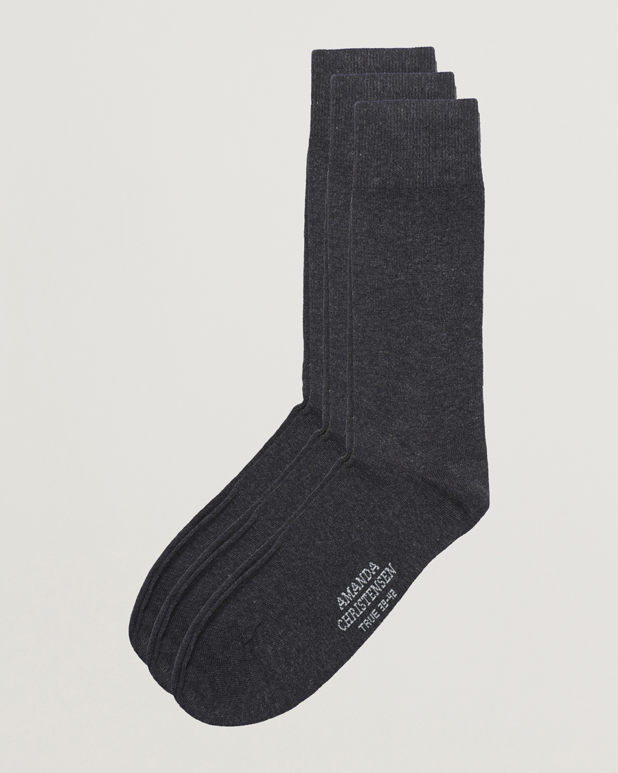 Mies | Alusvaatteet | Amanda Christensen | 3-Pack True Cotton Socks Antrachite Melange