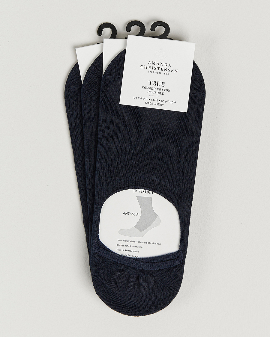 Mies | Alusvaatteet | Amanda Christensen | 3-Pack True Cotton Invisible Socks Dark Navy