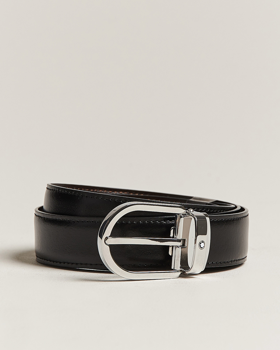 Mies | Vyöt | Montblanc | Reversible Horseshoe Buckle 30mm Belt Black/Brown